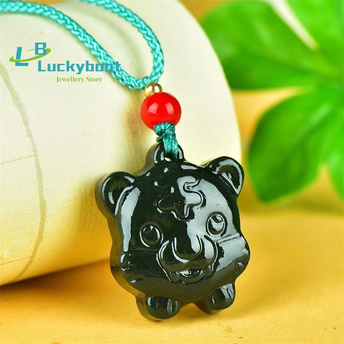 Natural Hetian Qingyu Exquisite Sculpture Cute Tiger Head Pendant Simple and Versatile Retro Ethnic Style for Men and Women