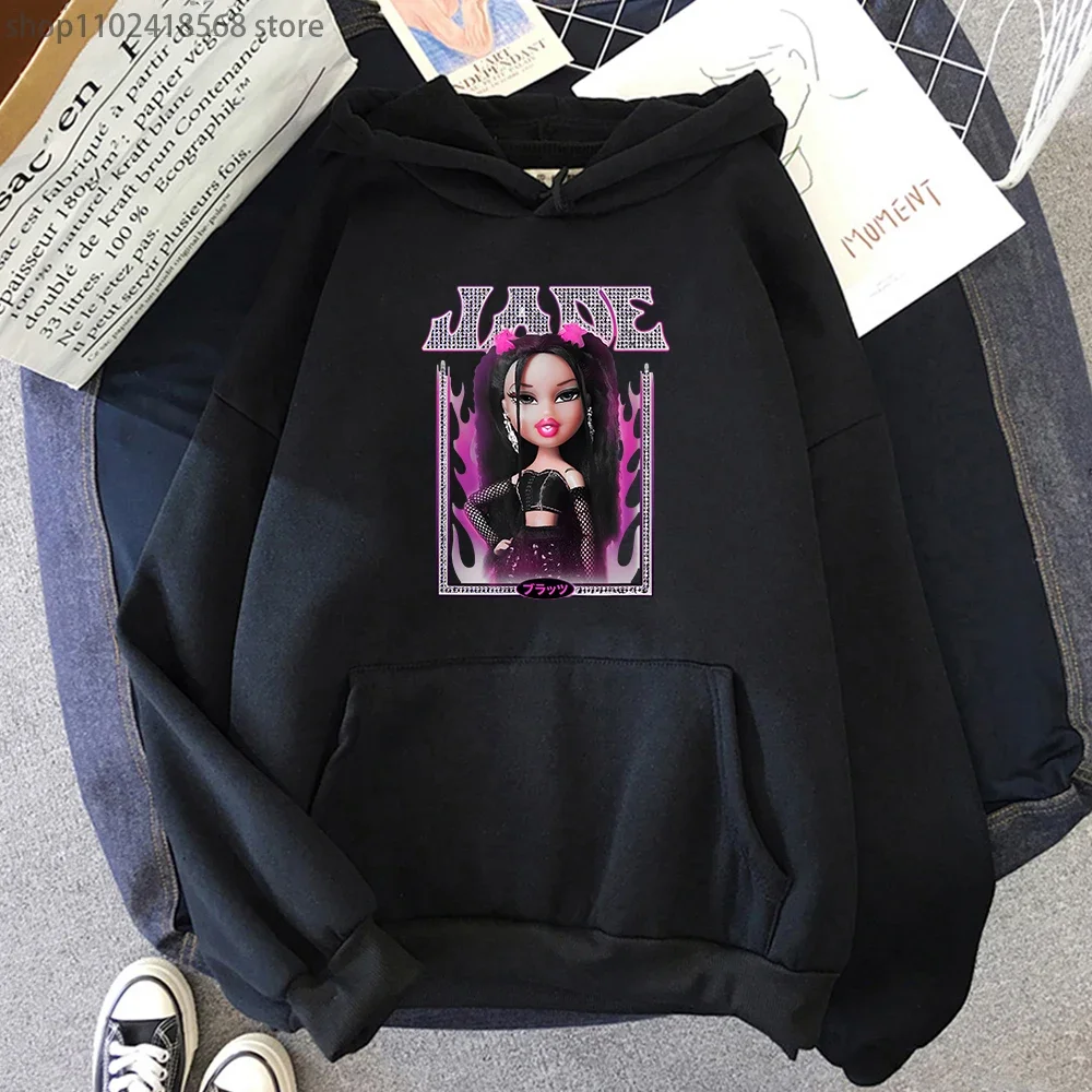 

Bratz Hoodie Purple Flames Graphic Sweatshirts Long Sleeve Women Fashion Clothing Autumn/Winter Aesthetic Clothes Men Pullovers