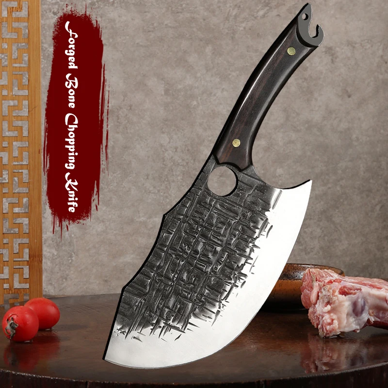 XITUO Full Tang Forging Chopping Knife Chef machete Forging Fish Knife Butcher Knife Kitchen cooking knife with leather sheath