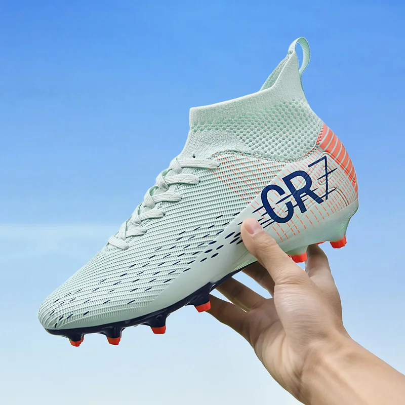 

New Men Outdoor Football Boots Soccer Shoes Cleats Match Training TF/FG Grass Ankle Long Spikes Sport Shoes