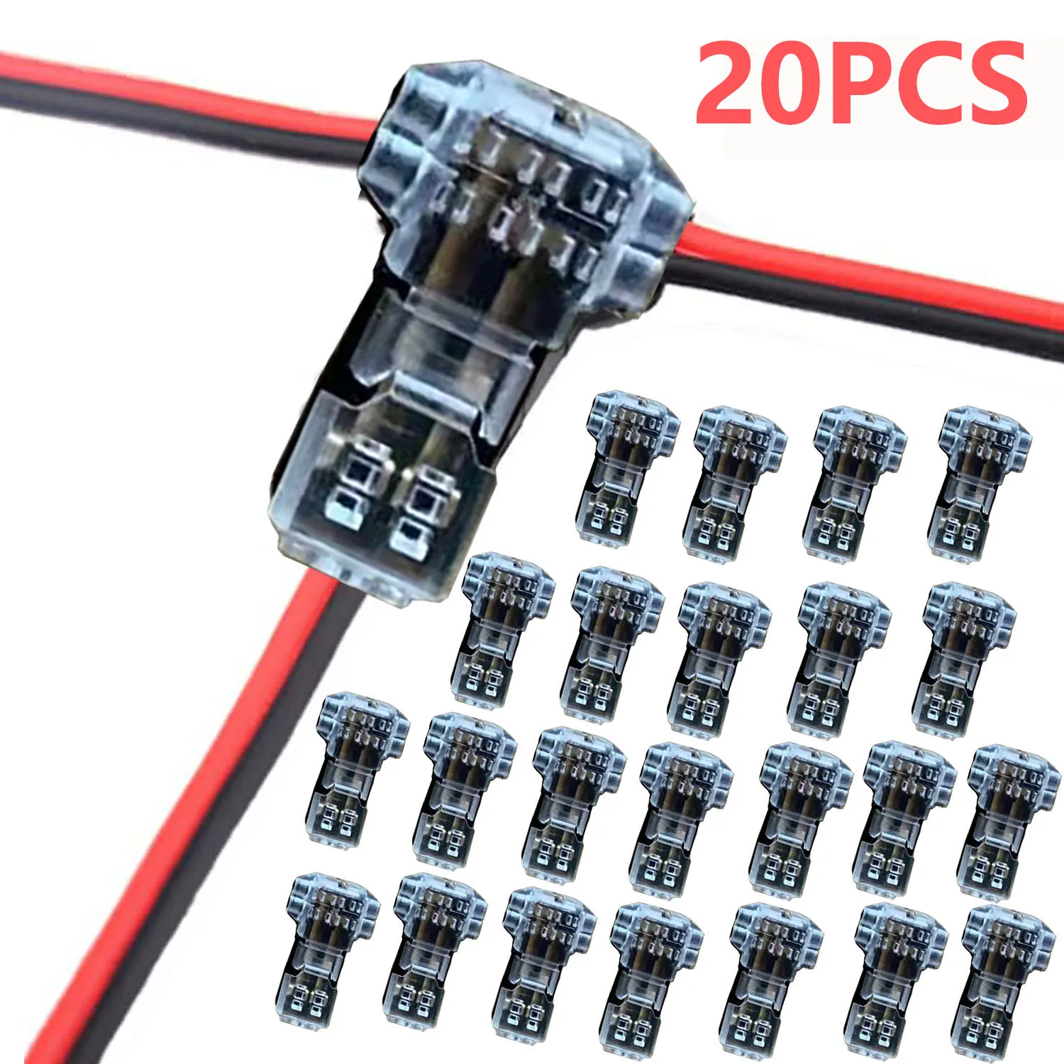 10/20 stuks draadconnectoren, laagspanningsdraadconnectoren, solide verbinding, T-type aftakdraadconnectoren, T-type 2-pins draadverbindingsconnectoren