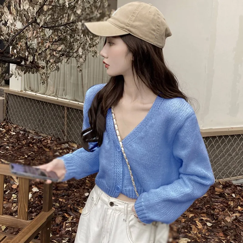 V Neck Casual Fashion Long Sleeves Sweater Women\'s Cardigan Spring Autumn