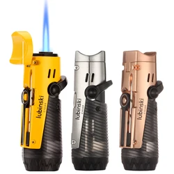 LUBINSKI Lighter With Cigar Needles Drege Tool Cigar Lighter With Punch Cutter Mini Pocket Cigar Torch Lighters