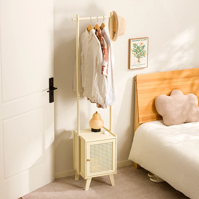 

Bedside table, coat rack, integrated bedroom, small bedside table with hanger, household multi-functional storage locker