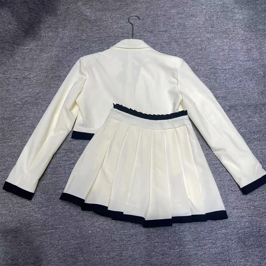 

Autumn New Classic High Waist Academy Style Pleated Dress Suit Set