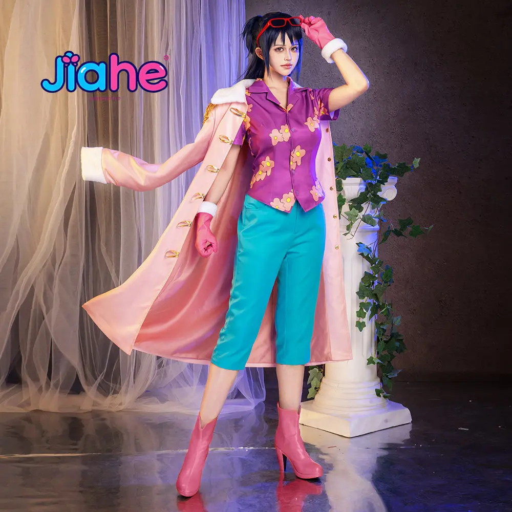 Anime OP Tashigi two years later Cosplay  Costume  Women pink coat floral shirt gloves glasses Halloween party suit tailor-made - view 4