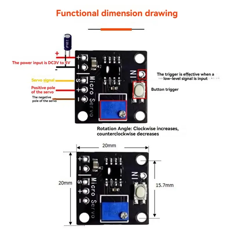Adjustable-Angle 180° Servo Driver Board Control Module For SG90/MG90S/For SG5010 Servo Motors