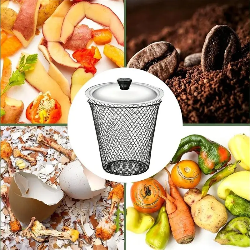 ABSS-Worm Composter With Lid Metal Mesh In-Ground Bin Nutrient Supply Kitchen Scraps Garden Waste Harvesting