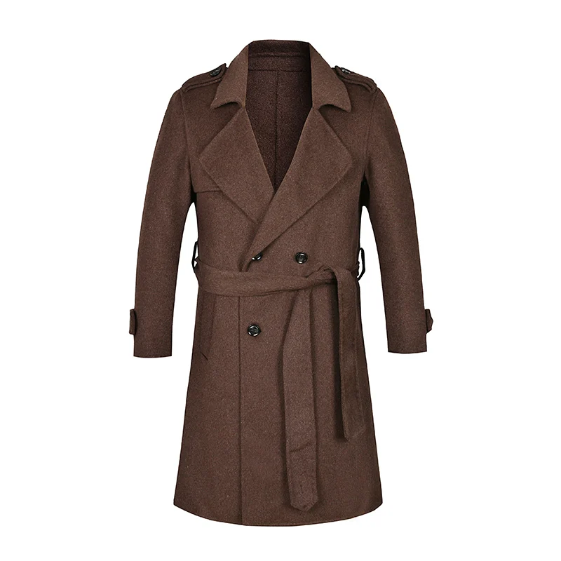 

2024 New Autumn and Winter Trench Coat Double-breasted Wool Double-sided Coat Long Handsome Men's Woolen Coat M-4XL