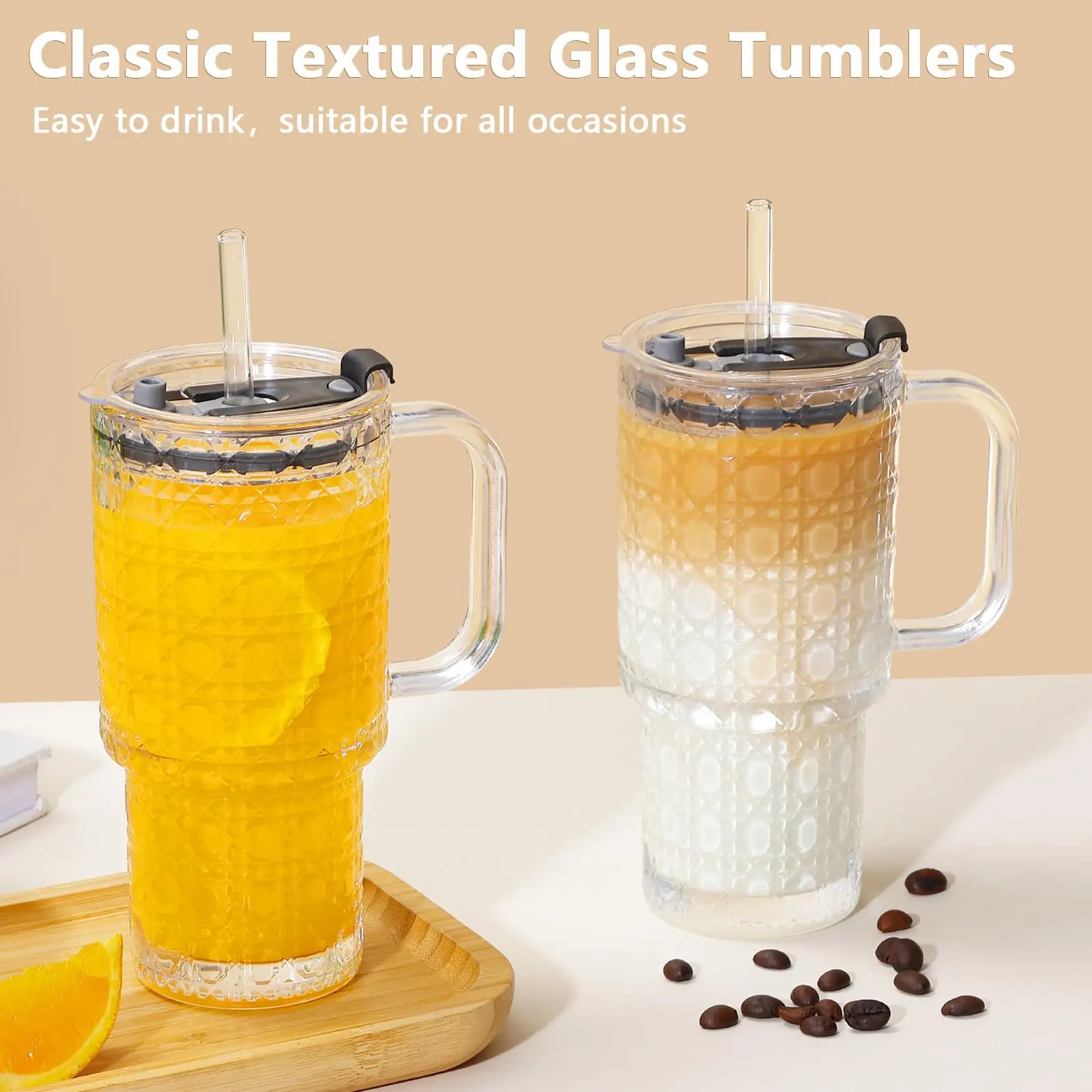 Vaso de cristal de 16 Oz con asa, taza de café helado para bebidas frías/calientes, taza de café moderna, tarro Mason para batidos, jugo, café