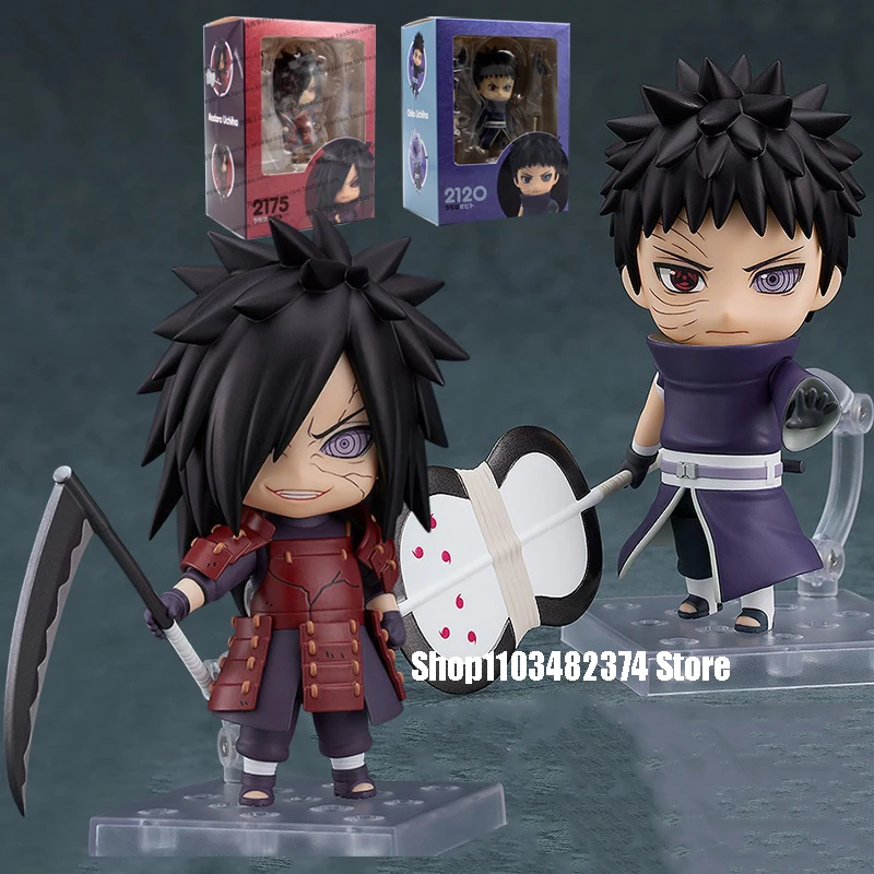 

11cm Anime Naruto Action Figure #2175 Uchiha Madara Movable Doll #2120 Uchiha Obito Figuras Q Version PVC Collection Model Toy