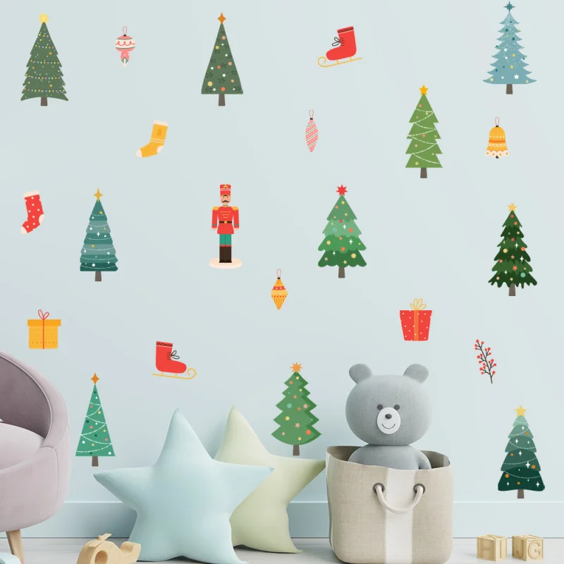 

4-Piece/Set Christmas Decor Wall Sticker, Glass Wall Beautification Self-Adhesive Decal