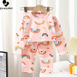 Kids Pajamas New Boys Girls Autumn Cartoon Dinosaur Long Sleeve O-Neck T-Shirt with Pants Toddler Baby Sleepwear Clothing Sets