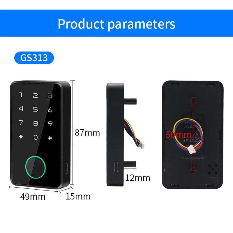 Tuya Fingerprint Smart Schubladenschrank Unsichtbares Schloss Lochfreier unsichtbarer Sensor Induktions-Passwortschloss für Möbelspind