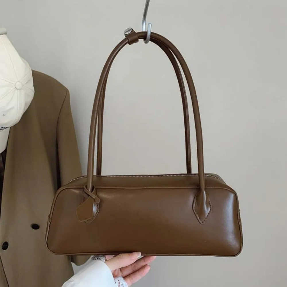Elegant French Stick Handbag Large Capacity Korean Style PU Shoulder Bag Waterproof Solid Color Texture Underarm Bags Daily