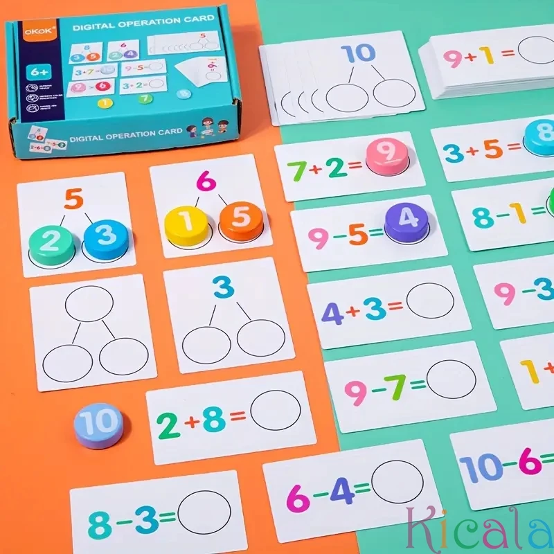 Cartes Flash de couleurs mélangées avec blocs de lecture en bois, carte d'opération numérique pour enfants d'âge préscolaire, activités d'apprentissage éducatif