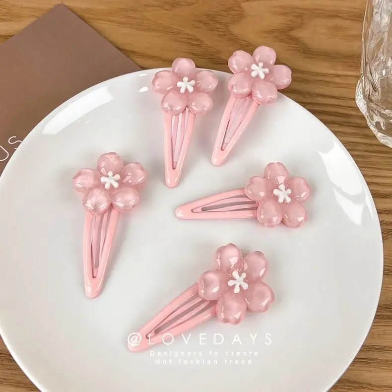 Cute Pink Creamy Flower Card Captor Sakura BB Hairpin Side Hair Clip Girl Headwear Sweet Hairpins Gift Ornament