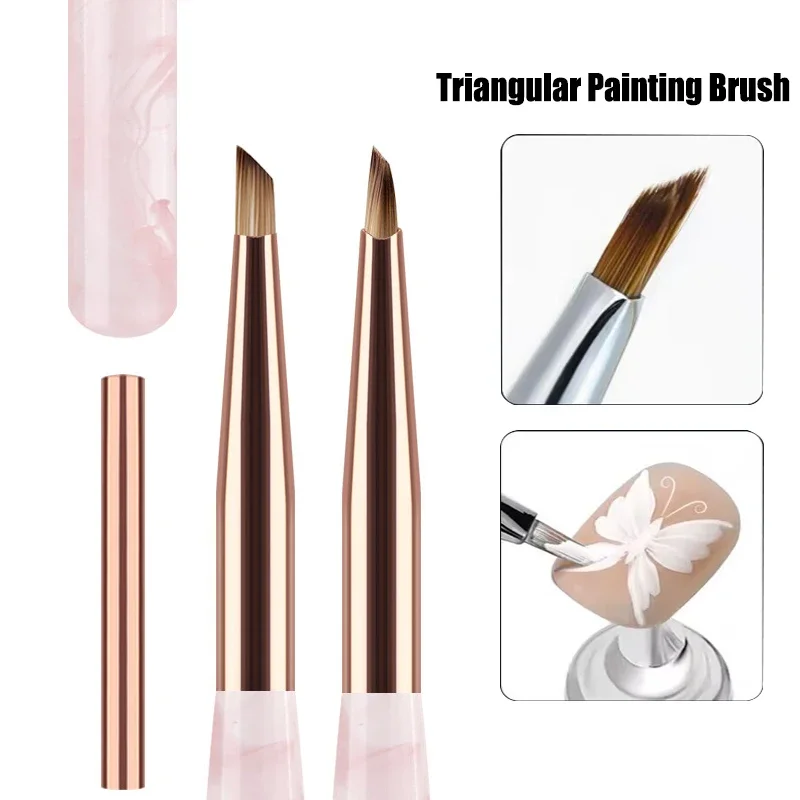 

1Pcs Triangular Nails Art Brush Painting Brush French Lines Stripes Grid Butterfly Flower Triangle Painting Pen Manicure Tools