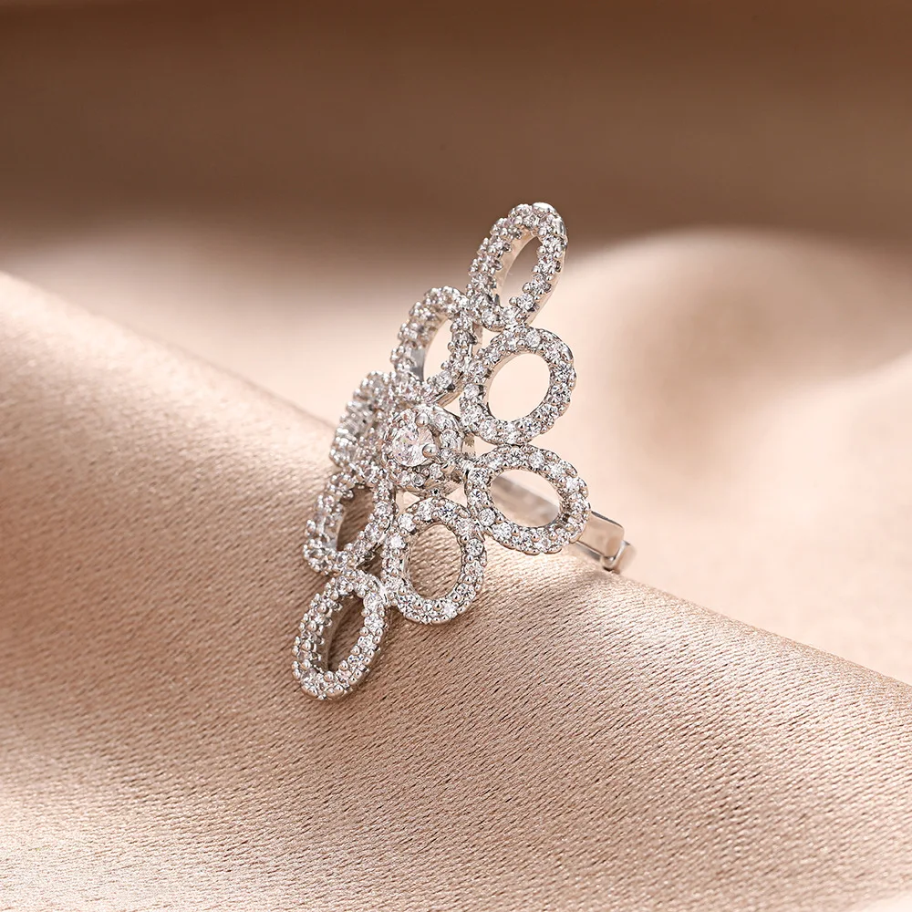 

Позолоченное открытое кольцо с кубическим цирконием, смелое регулируемое геометрическое кольцо на суставы пальца, уникальные минималистичные штабелируемые ювелирные изделия