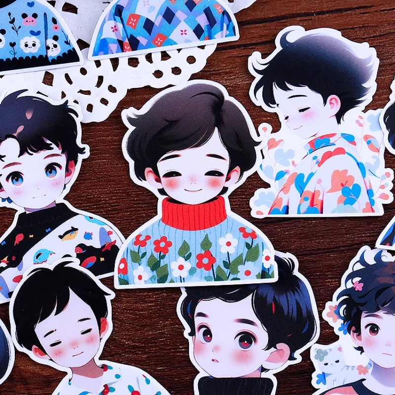 17ps Cute Boy Cartoon Decoration Waterproof Stickers - Perfect for DIY Journals and Planners, Japanese  stationery