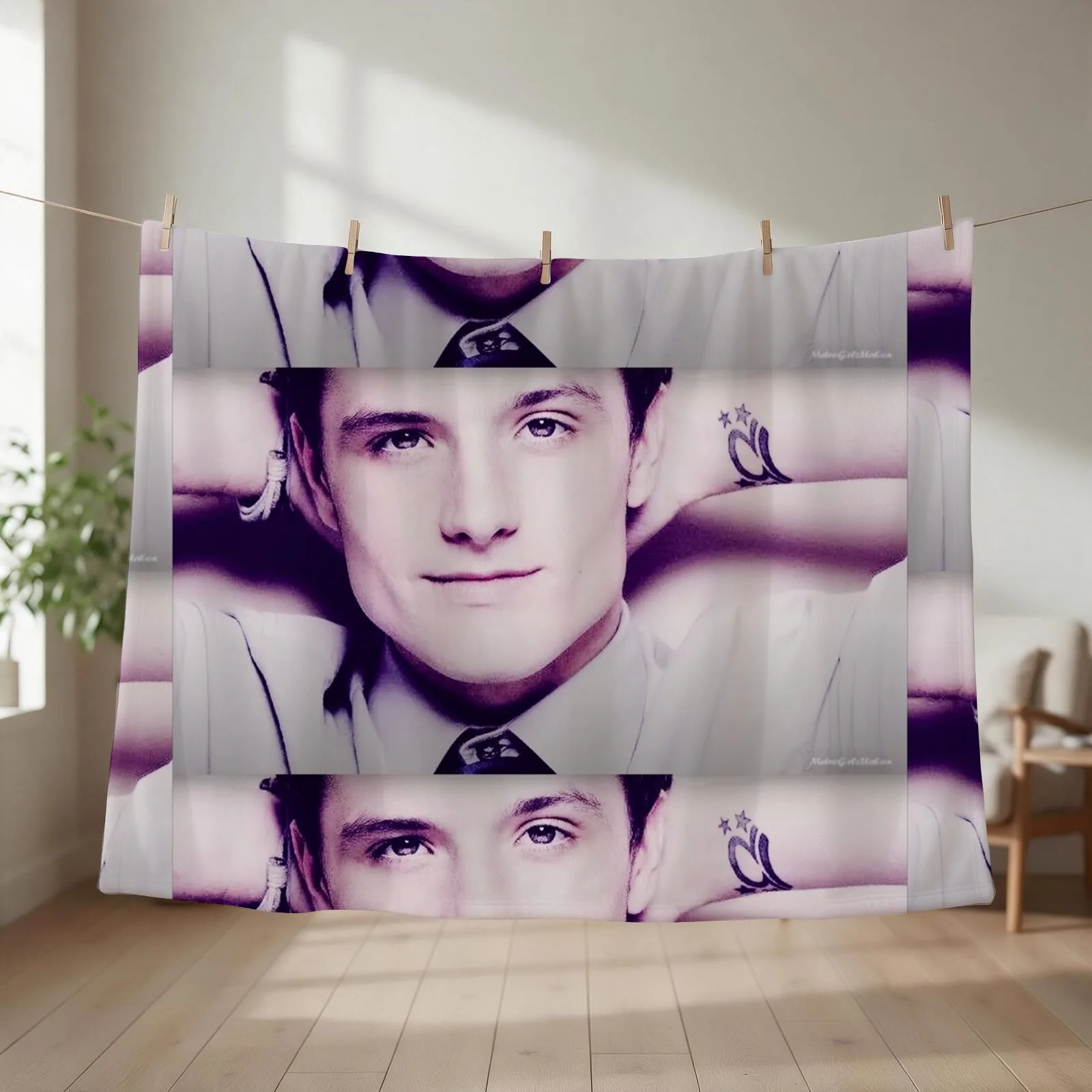 Josh Hutcherson Whistle Meme Throw Blanket couch cozy soft plush fuzzy picnic outdoor blanket
