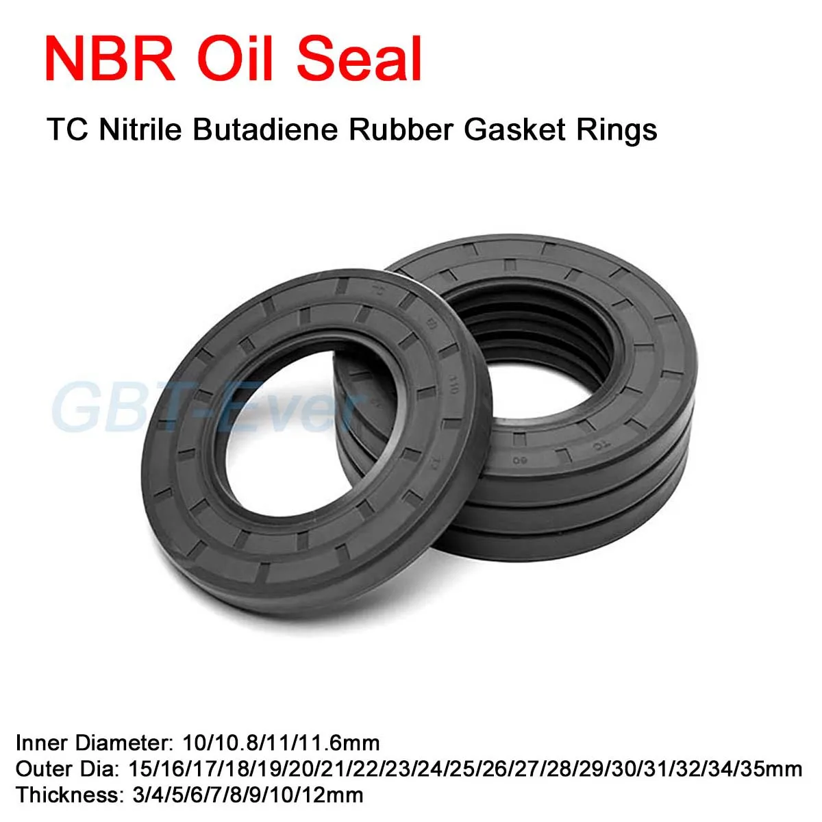 NBR Framework Oil Seal ID 10/10.8/11/11.6mm TC Nitrile Butadiene Rubber Gasket Rings Cover Double Lip with Spring OD 15-30mm