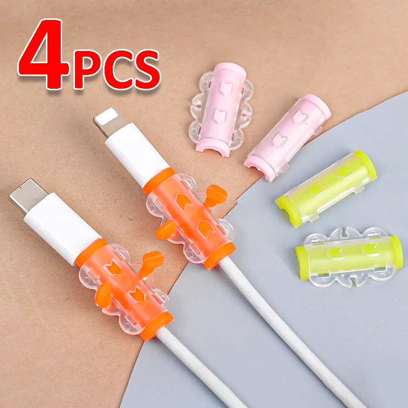 1-4Pcs Anti-Break Cable Winder Protector Plastic Universal Detachcable Charge Wire Saver Cable Protective Case For IPhone Type-C