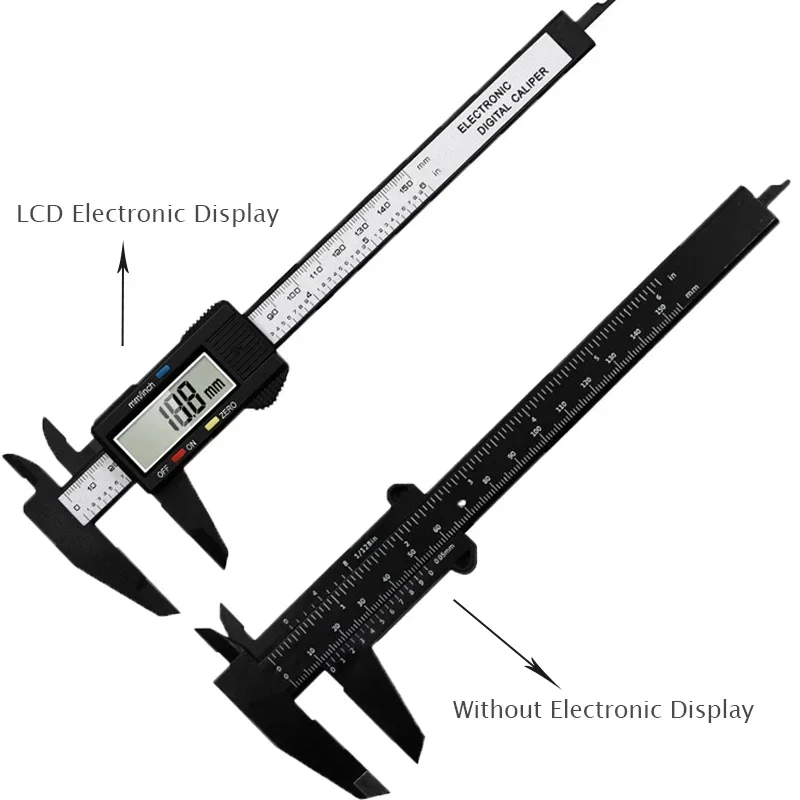 Measuring Tool Inner Outer Diameter Electronic Digital Display Vernier Caliper 150mm-High Strength Plastic Caliper