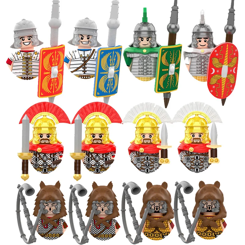 Kids Toys Medieval Military Figures Model Armed Infantry Roman Centurion Trumpeters Assembly Model Building Blocks Boys Gifts
