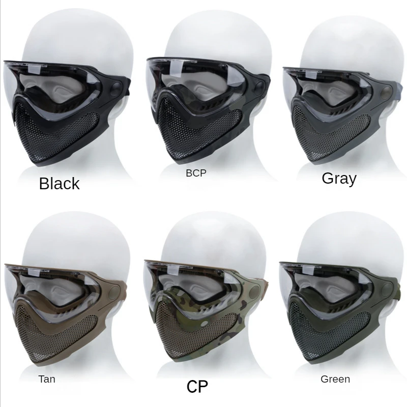 Máscara facial táctica antivaho, gafas para Paintball, Airsoft Cs, malla de acero transpirable, casco protector para la cabeza, equipo de caza