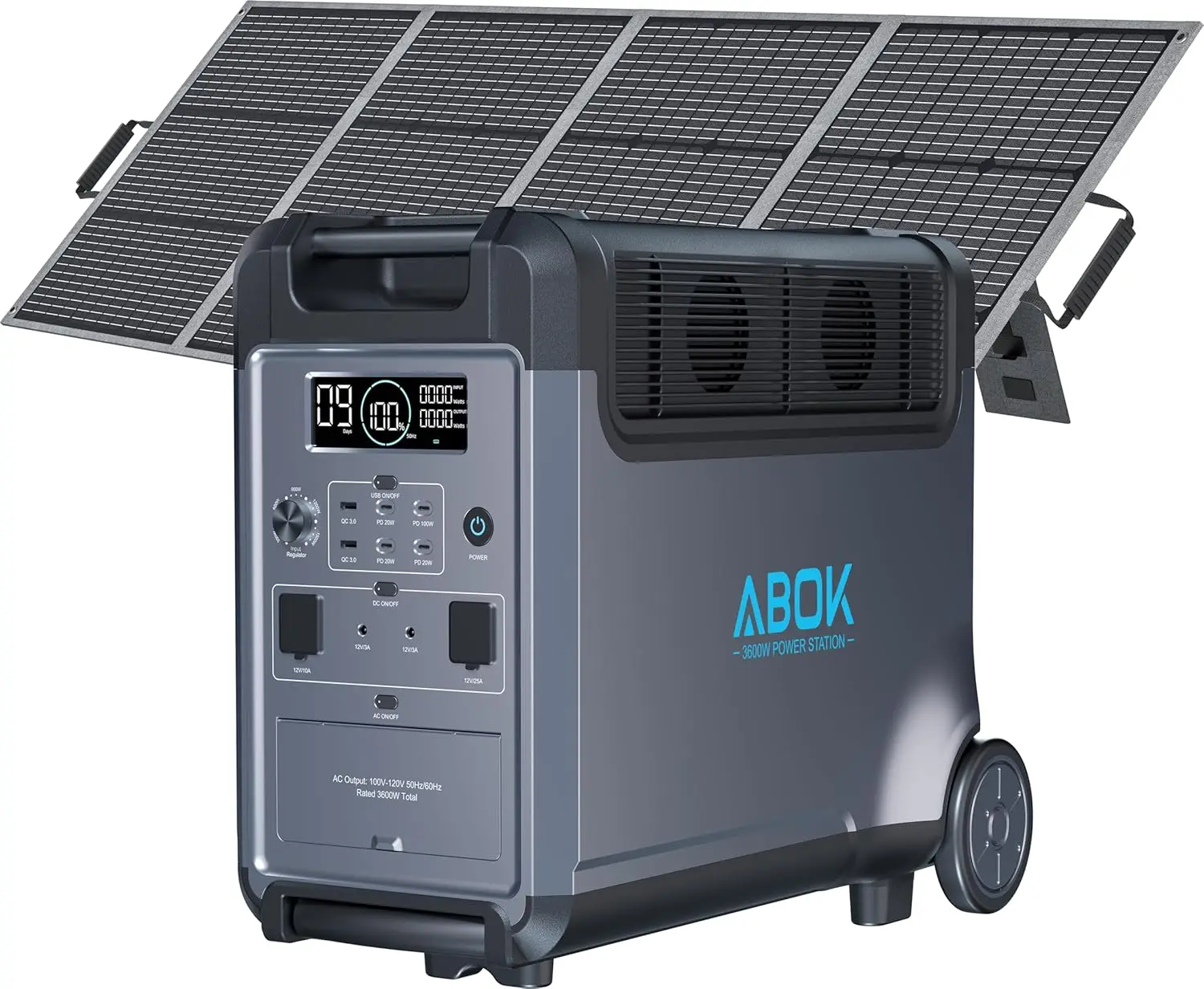 

Ark3600 Portable Power Station with 200W Soalr Panel, 3840Wh LiFePO4 Battery, Expandable to 11520Wh, 3H Fast Charge, 15