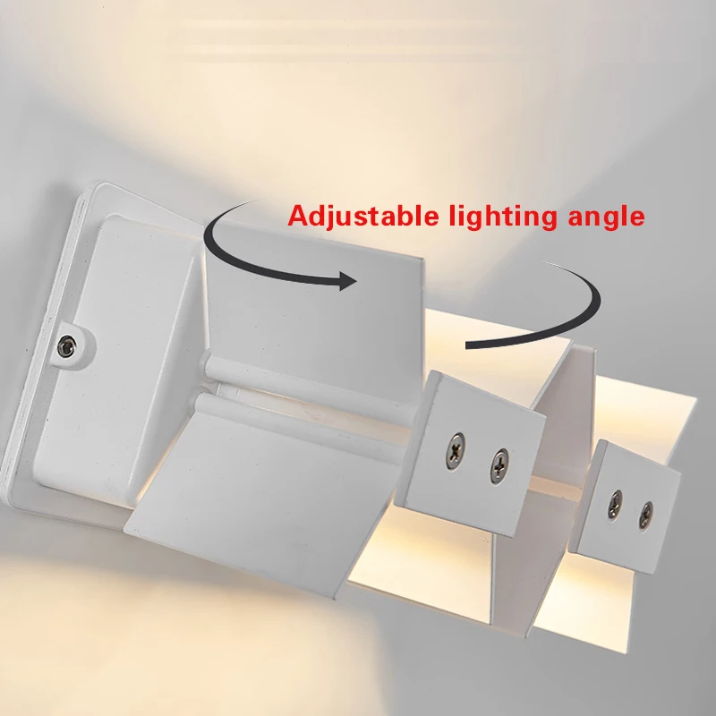 LED wall lamp with adjustable lighting angle, wall mounted lamp for reading, study, bedside corridor 3000K warm light wall lamp