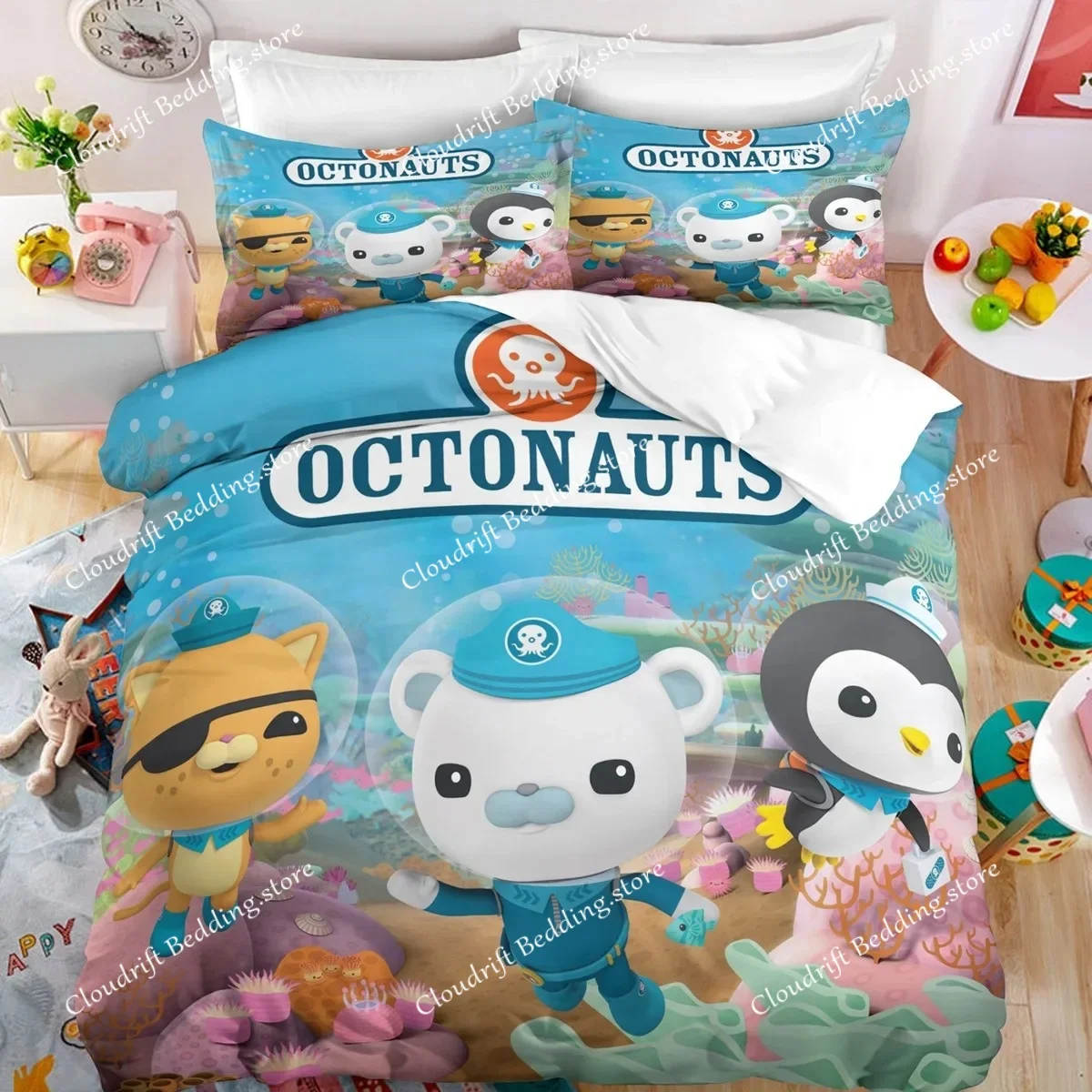 

Комплект постельного белья Octonauts Barnacles с 3D-печатью: пододеяльник, наволочки, размеры Twin, Full, Queen, King для детской спальни