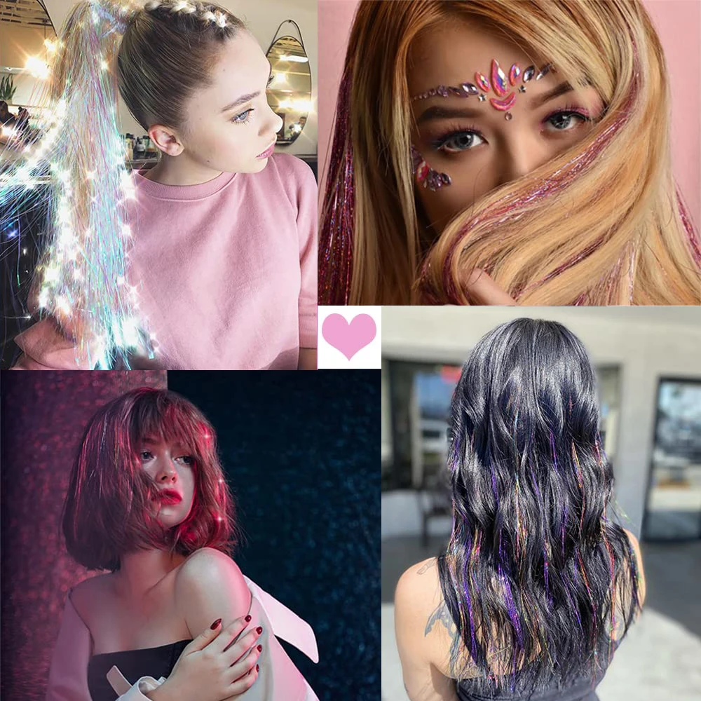 47 بوصة الجنية الشعر التمديد 6 ألوان بهرج الشعر التمديد مقاومة للحرارة مع أدوات (6 قطعة مقاطع الشعر ، 1 قطعة خطاف كروشيه)