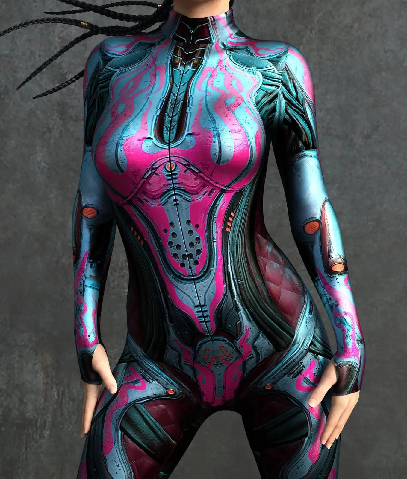 Cooles mechanisches Rüstungs-Cosplay-Kostüm für Frauen, Punk-Bodysuit, elastischer Jumpsuit für Feiertagspartys, ausgefallene Aerial-Yoga-Auftritte, Catsuit – Detail 33