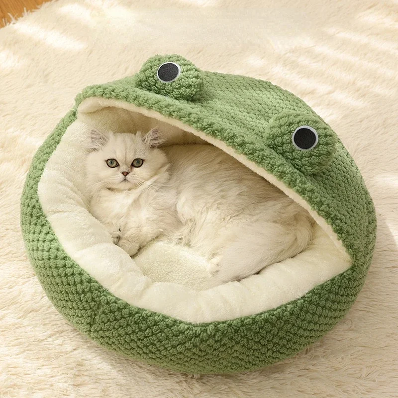 New Small Frog Pet Nest Series Semi-closed Cat Nest Autumn and Winter Warm Plush House Dog Nest