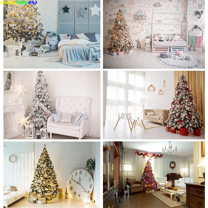 

Christmas Theme Photography Background Christmas Tree Fireplace Children Portrait Backdrops For Photo Studio Props 21526 JPT-34
