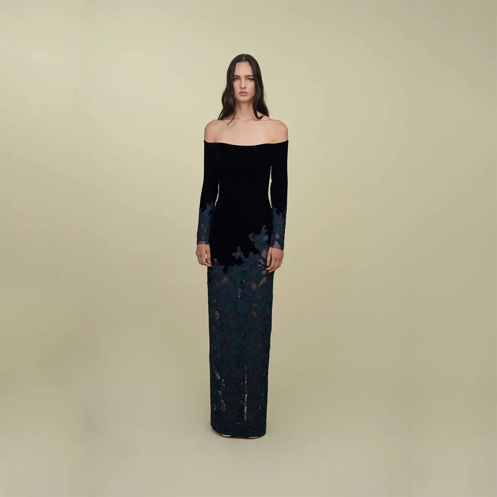 

Simple Evening Dresses Off The Shoulder Long Sleeves Straight Evening Gowns Floor Length Prom Dresses Dress Customized 2025