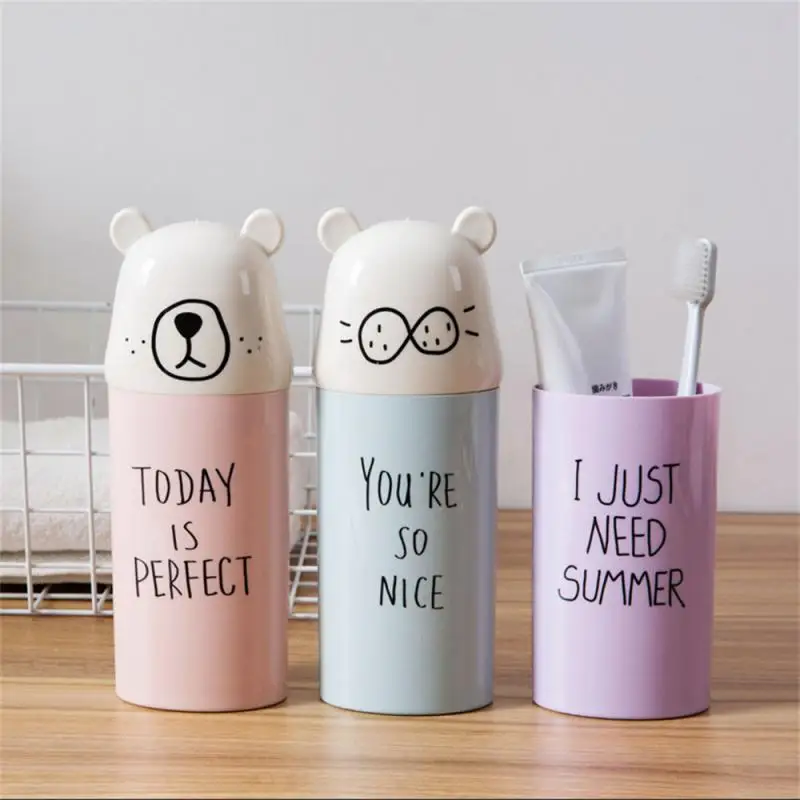 Cute Toothbrush Toothpaste Cups Portable Storage Boxes Brush Washing Tooth Gargle Case Children Bathroom Travel Organizer