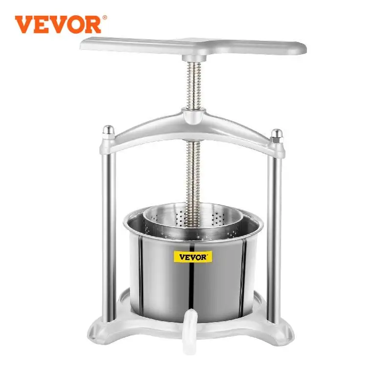 VEVOR 3L 6L Manual Fruit Wine Press Stainless Steel Household Manual Squeezer Cider Vegetables Tincture Pressing Kitchen Machine