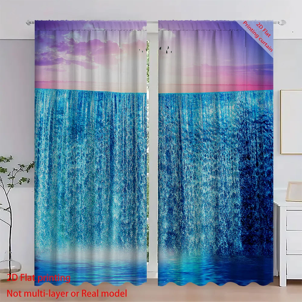 

Colorful waterfall printed curtains, Bohemian style home blackout curtains, suitable for dormitory, office, balcony windows