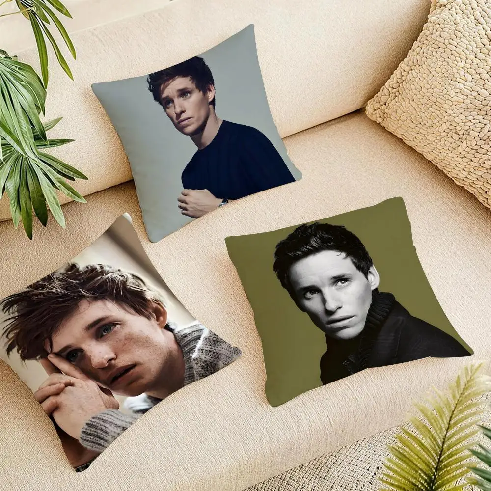 Hot Actor Eddie Redmayne Cushion Cover Short Plush Pillowcase, Washable Wrinkle Resistant Cover for Bedroom Gift