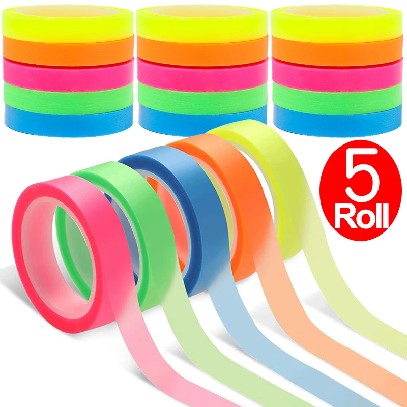 1/5Roll Marking Stickers Transparent Fluorescent Tape Index Tabs Taking Notes Label Children Gift School Office Highlighter Tape