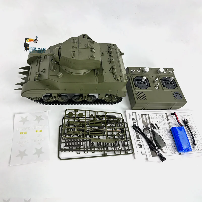 1/16 RTR RC Tank US Stuart M5A1 Tanque léger britannique VI avec lumières sonores à grande vitesse Modèle de télécommande militaire pour les collectionneurs