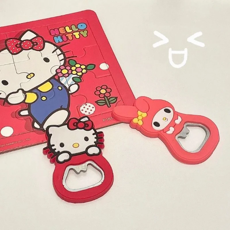 Cartoon Hellos Kittys Siliconen Flesopener Flesopener Met Koelkast Sticker Pvc Zachte Lijm Flesopener Logo Huis Item