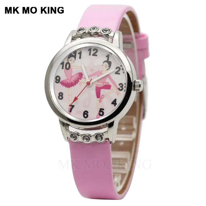 تصميم فريد لطيف الوردي للأطفال ساعة الكرتون الرقص فتاة صغيرة كوارتز ساعة طفل الأطفال الصبي الترفيه ساعة رياضية