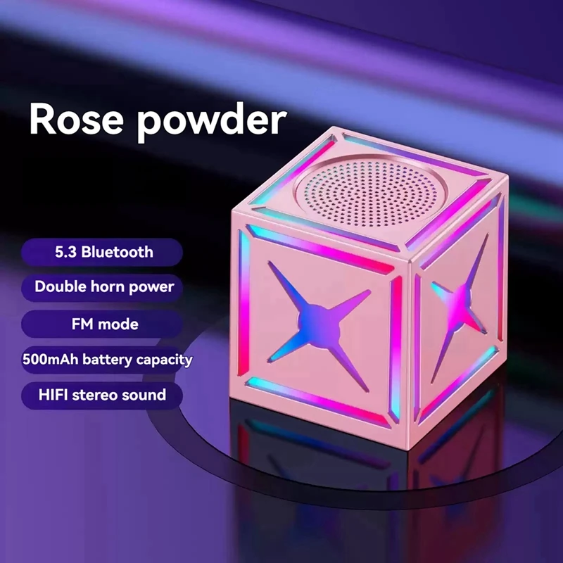 Mini alto-falante externo sem fio com luz colorida rgb woofer estéreo portátil subwoofer atmosfera bt caixa de som preto