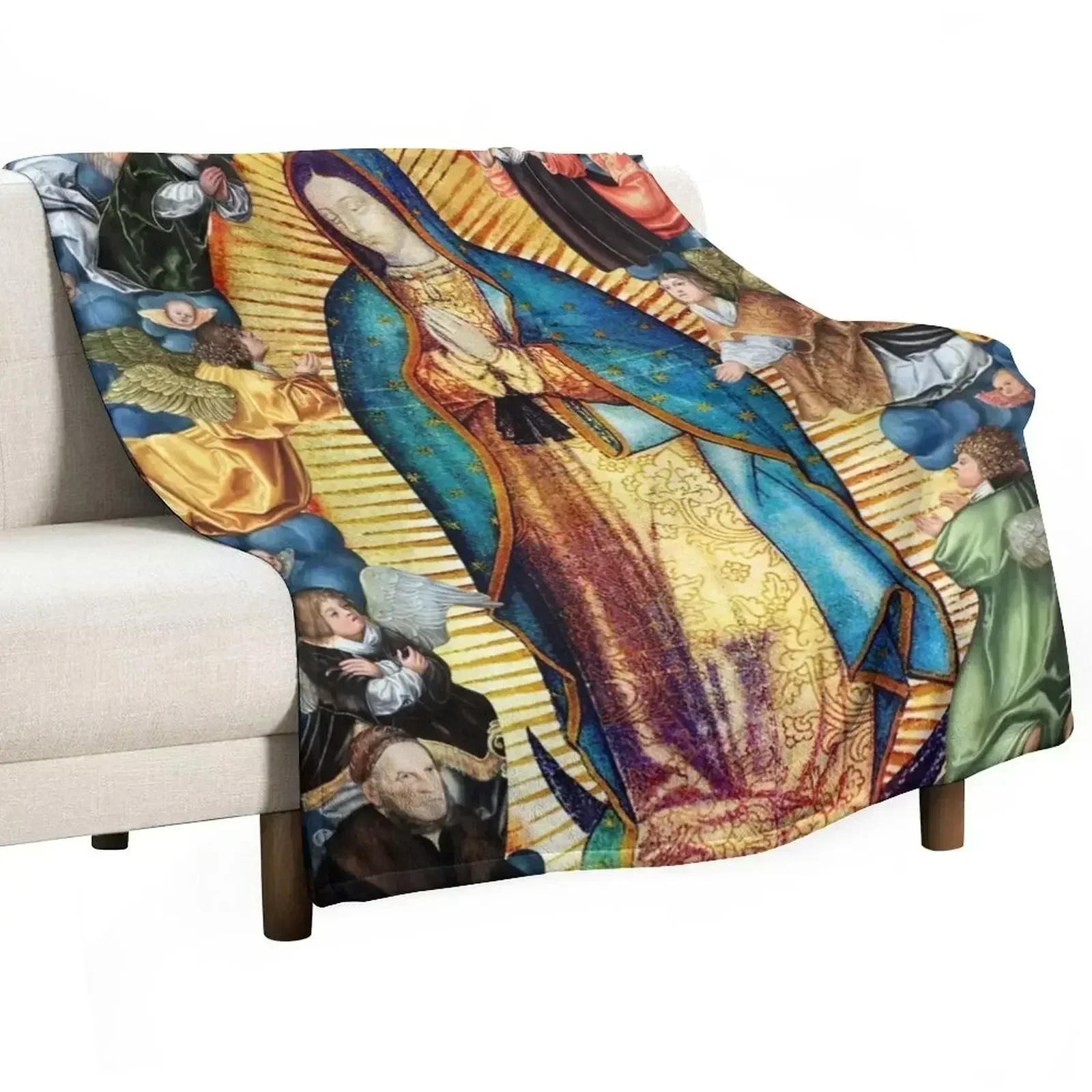 Our Lady of Guadalupe Virgin Mary and Angels Throw Blanket for sofa Heavy Luxury Thicken manga Blankets