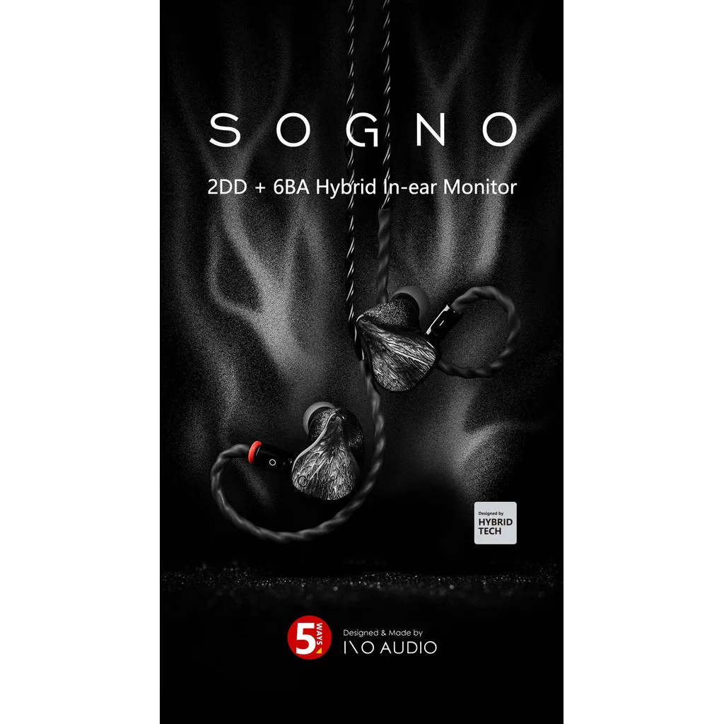 سماعات IOAUDIO SOGNO 2DD 6BA Hybrid داخل الأذن مع كابل توصيل متعدد 4.4 مم/2.5 مم/3.5 مم IO AUDIO