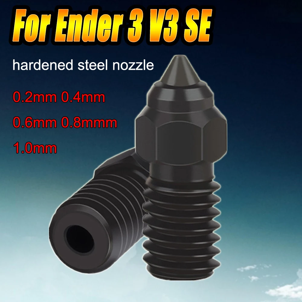 

Для Ender 3 V3 SE Ender 7, детали 3D-принтера 0,2/0,4/0,6/0,8/1,0 мм, сопло из закаленной стали для Creality Ender 5 S1